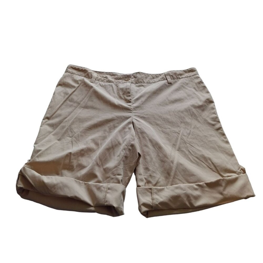Weatherproof Womens Cargo Roll-Up Shorts Size 16 Khaki Gorpcore Preppy